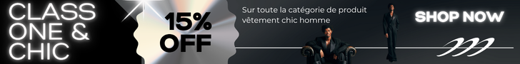 PROMO -15% Sur toute la catégorie de produit vêtement chic homme